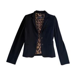 dolce & gabbana black tailored blazer w/ leopard lining & corset seams (xs - s)